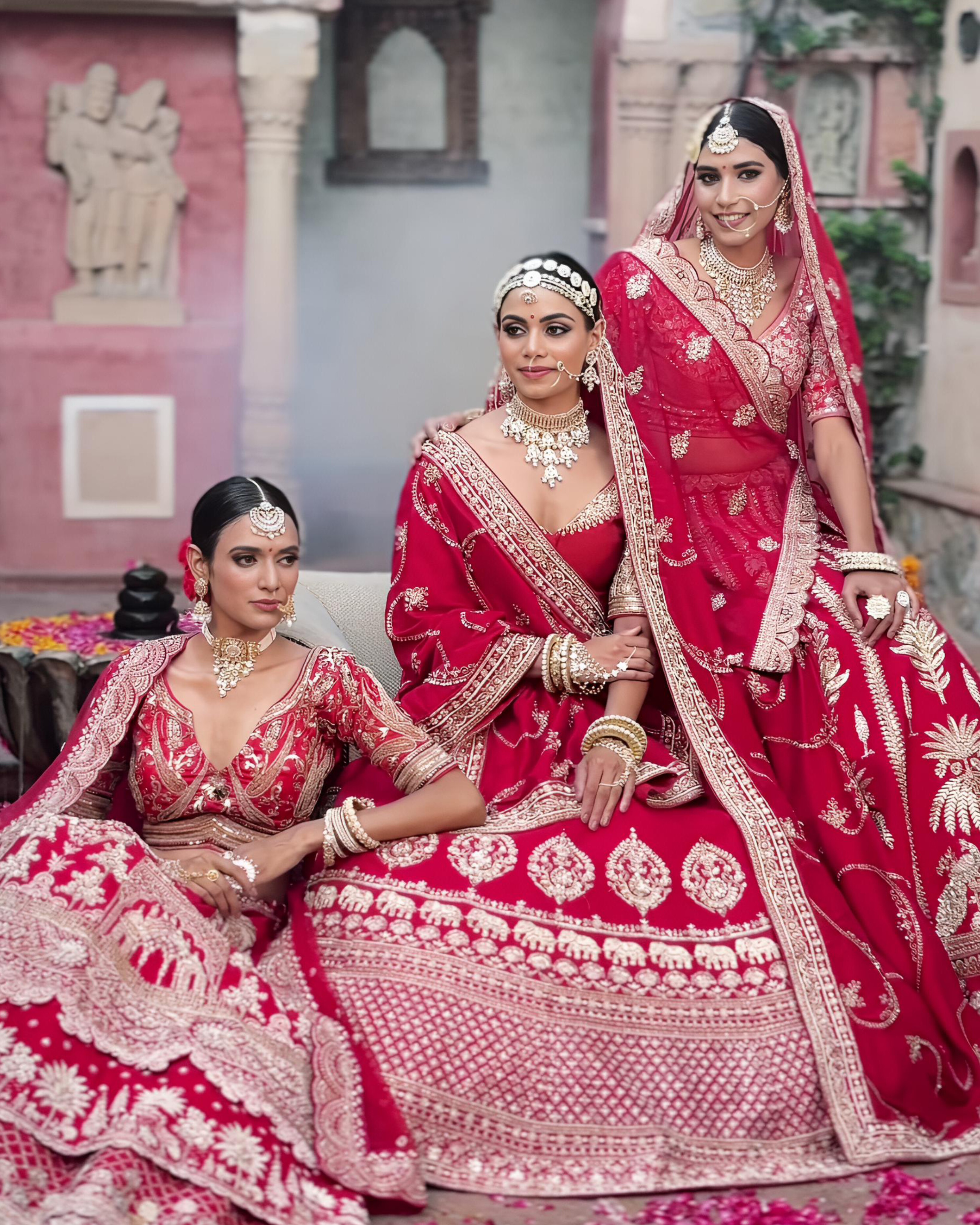 Bride wearing luminous makeup and heirloom jewellery